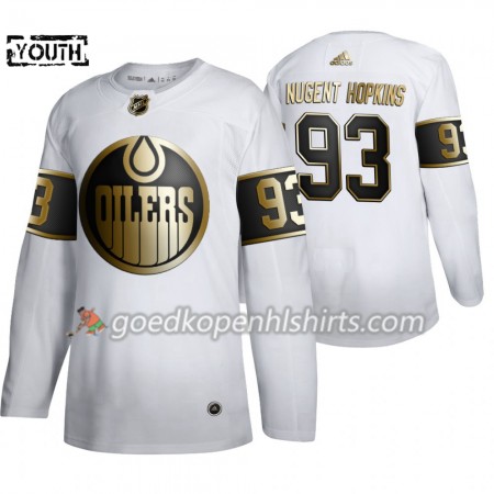 Edmonton Oilers Ryan Nugent-Hopkins 93 Adidas 2019-2020 Golden Edition Wit Authentic Shirt - Kinderen